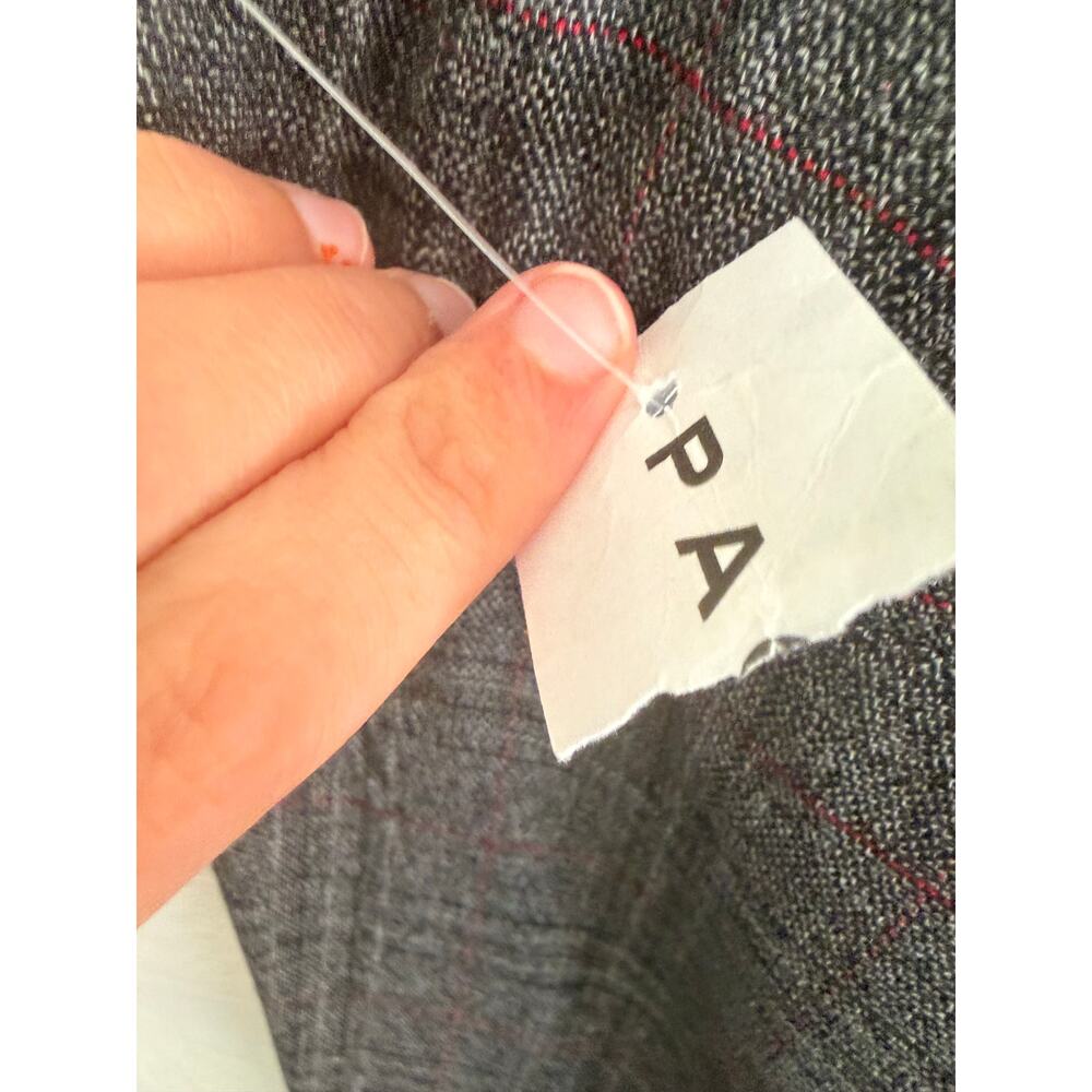 PacSun Plaid Cargo Pants Medium Gray Straight Leg Utility Drawstring - Picture 5 of 6